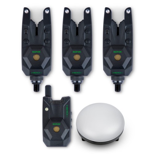 Przejdź do produktu SYGNALIZATORY SONIK HEROX BITE ALARM SET 3+1+Bivvy Light (R G)