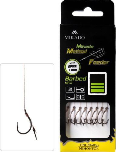 Przejdź do produktu PRZYPON MIKADO MF - Z IGŁĄ - hak z zadziorem nr 8 / plecionka: 0.14mm/10cm - op.8szt.