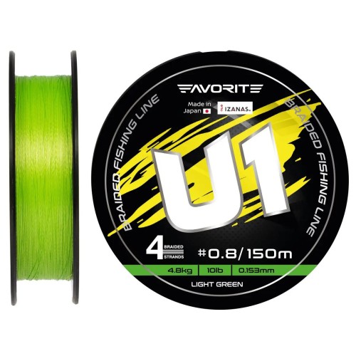 Przejdź do produktu Plecionka Favorite U1 PE 4x 150m (light green) #0.3/0.094mm 4lb/1.8kg