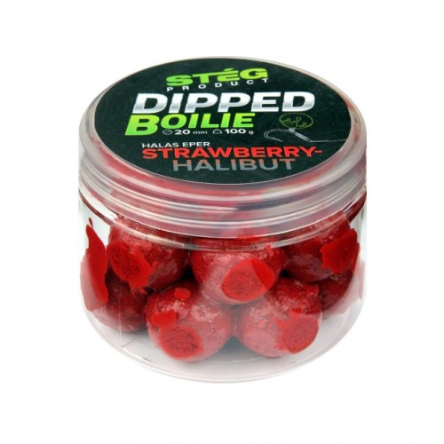 Przejdź do produktu Przynęta Steg Dipped boilie 100g 20mm Truskawka Halibut