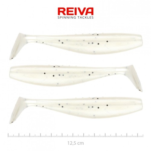 Przejdź do produktu Przynęta gumowa Reiva Flat Minnow shad 12,5cm 3szt(Pearl Dot)