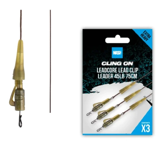 Przejdź do produktu Gotowy zestaw Nash Cling On Leadcore Lead Clip Leader 75cm