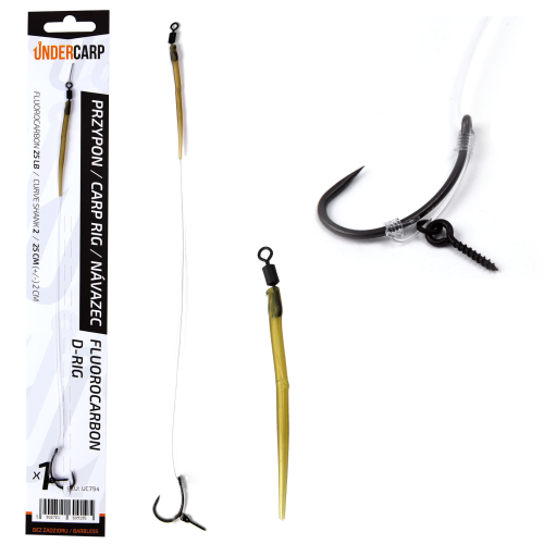 Przejdź do produktu Przypon karpiowy Undercarp Fluorocarbon D-Rig Bezzadziorowy roz.6