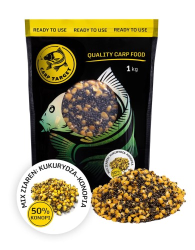 Przejdź do produktu Carp Target MIX Ziaren Zanętowych Kukurydza + Konopia 1 kg - ziarna wędkarskie