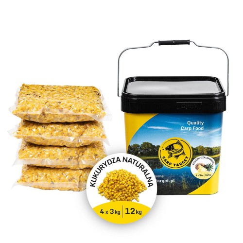 Przejdź do produktu Carp Target Kukurydza Zanętowa Naturalna 12 kg (4 x 3 kg) + Wiadro 17L - ziarna wędkarskie